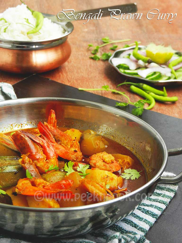 Bengali Style Prawn Curry With Pumpkin & Pointed Gourd