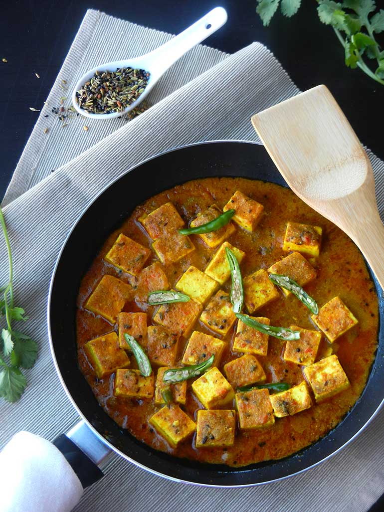Achari Paneer Or Cottage Cheese Cooked In Spicy & Tangy Gravy
