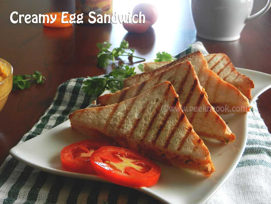 Indian Style Creamy Grilled Egg Sandwich