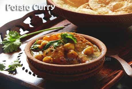 Veg Potato Curry & Lentil Stuffed Puri