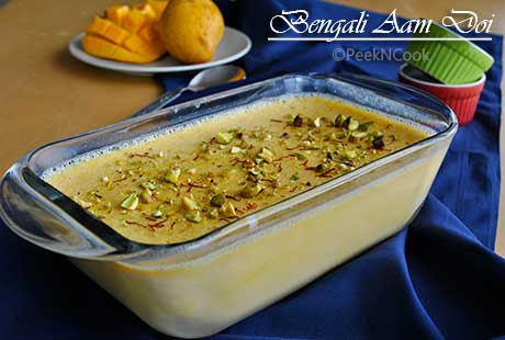 Bengali Aam Doi Or Bengali Mango Flavored Yogurt