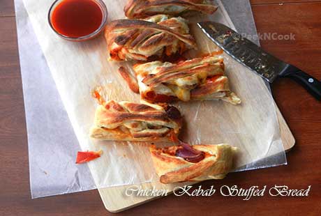 Bread Stuffed With Chicken Kebab & Vegetables